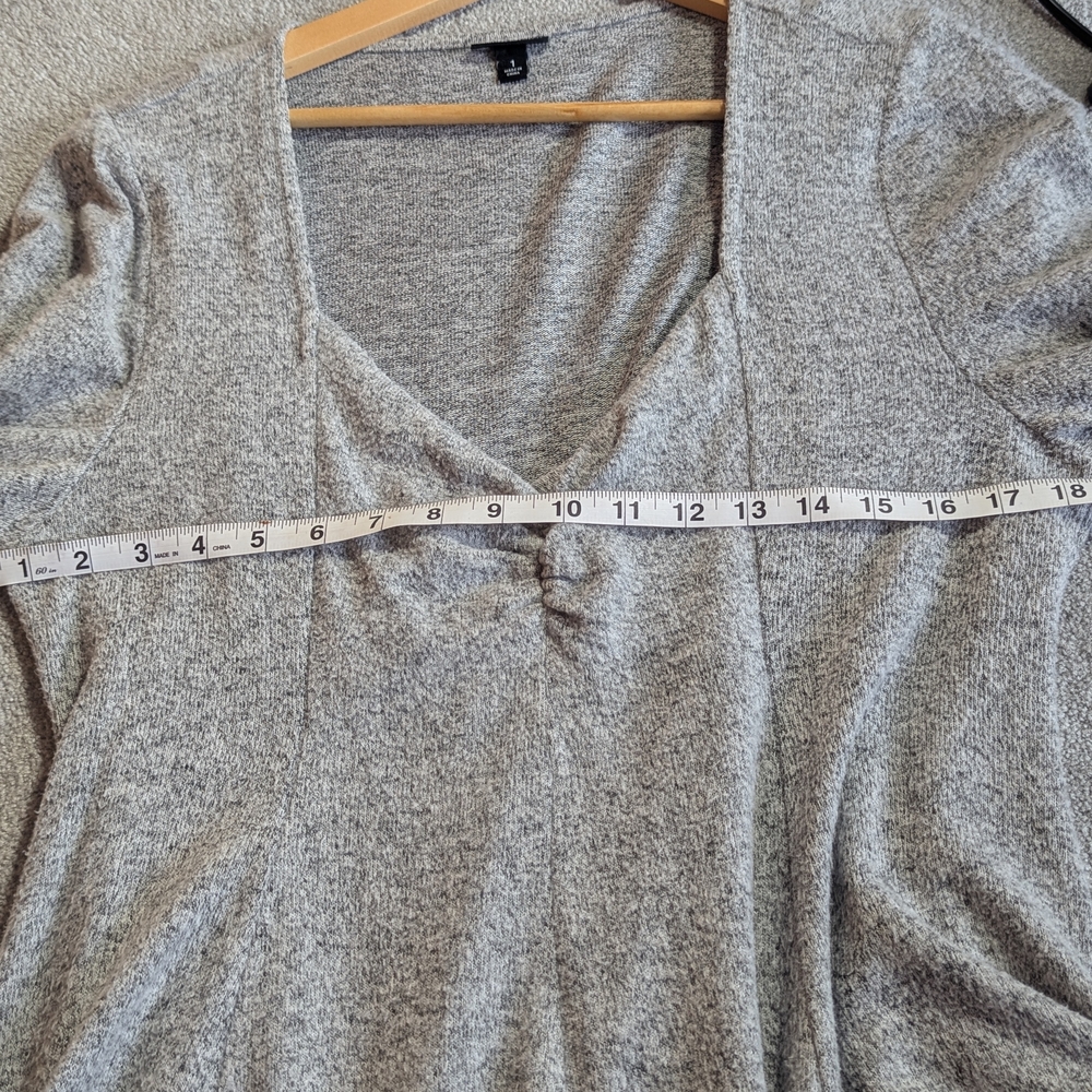 Torrid Light Gray 3/4 Sleeve Dress with Ruched Bust - Picture 7 of 10